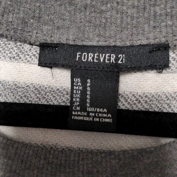 Forever 21 Gray and White Striped Crewneck - Picture 2 of 4